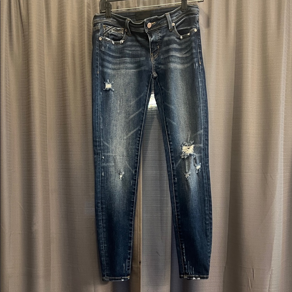 Buckle Black Brand Midnight Blue Ripped Skinny Jeans 26x30